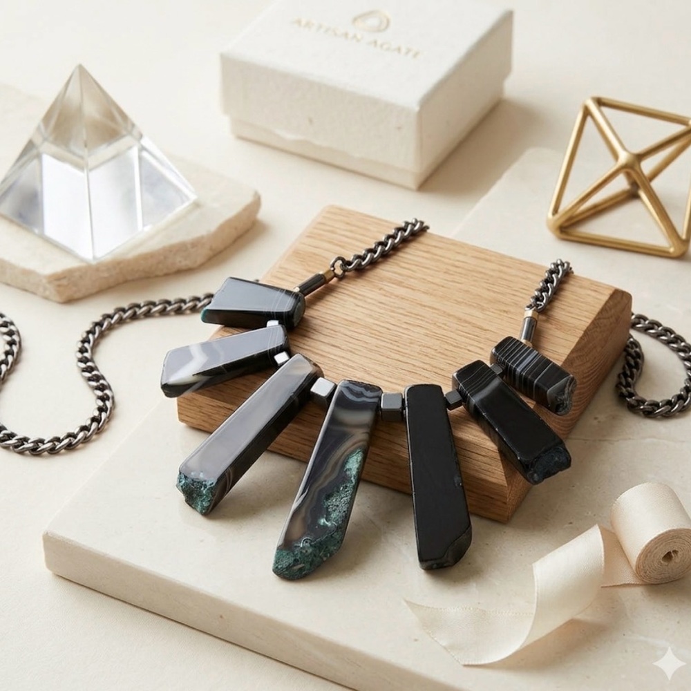 Byrufina handmade statement necklace natural stone